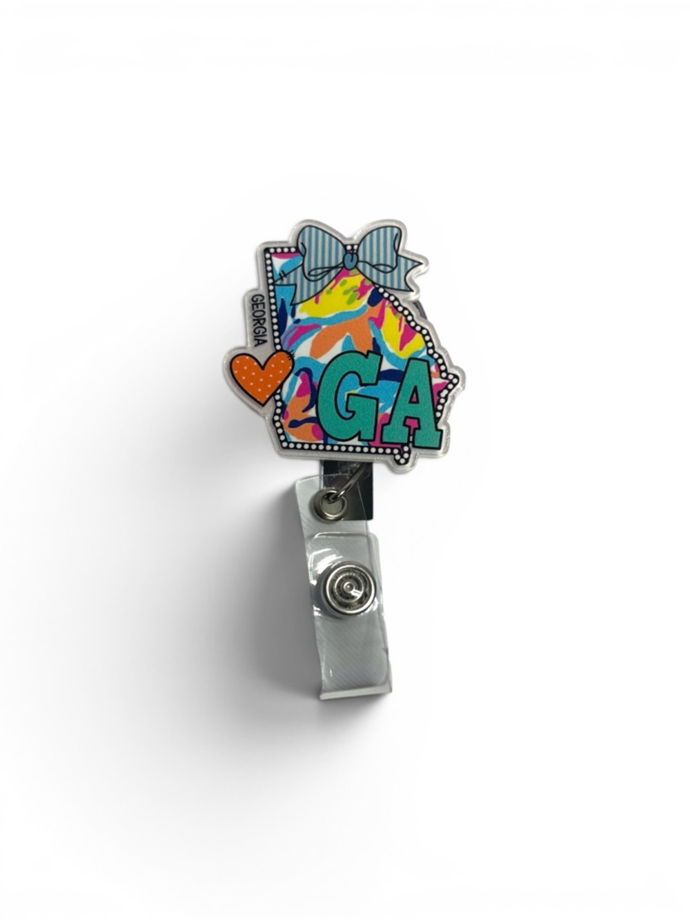 Georgia GA Colorful Badge Reel with Bow